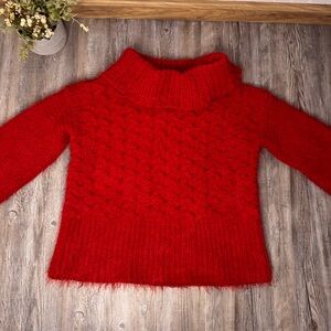 Sleeping on Snow Anthropologie Womens Turtleneck Chunky Red Knit Sweater Small